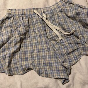 Brandy Melville Blue and Beige Plaid Shorts
